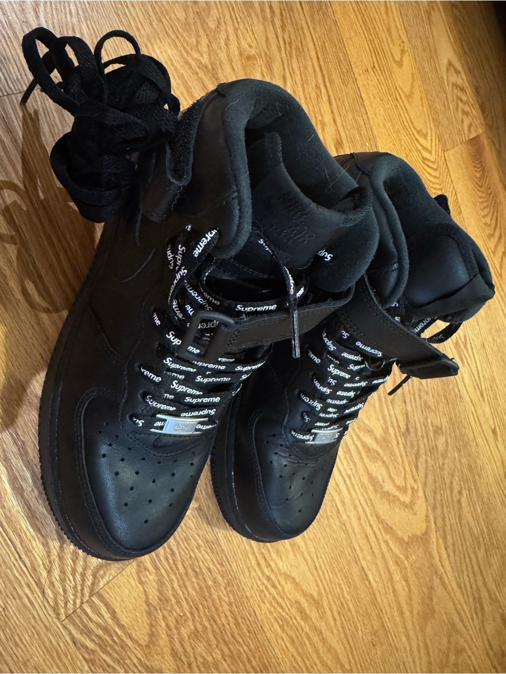 Nike x Supreme Black High-Top Sneakers with Branded Supreme Laces